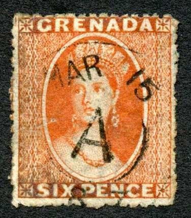 Grenada SG12 6d orange-vermilion Wmk Large Star Cat 28 pounds 