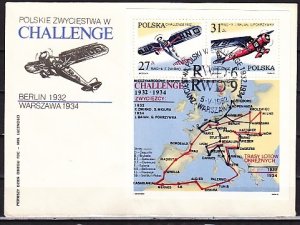 Poland, Scott cat. 2516a. Flight Challenge-Aviation s/sheet. First Day Cover. ^