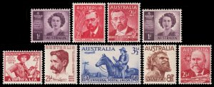 Australia Scott 210, 213-214,215, 216, 222, 223, 226, 227 (1947-49) Mint NH VF M