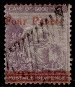 SOUTH AFRICA - Cape of GH QV SG27b, 4d on 6d FONR for FOUR, FINE USED. Cat £700.