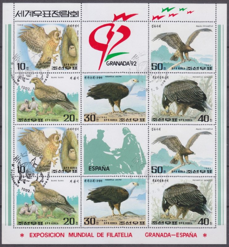 1992 North Korea 3259-3263KLused Birds of prey