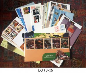 GIBRALTAR - SELECTED 50 DIFFERENT COVERS ( 26 FDC + 24 MINT COVERS WITH STAMPS)