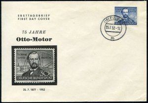 Germany #688 (Mi. 150) Cat€90, 1952 Otto-Motor, cacheted First Day cover, u...