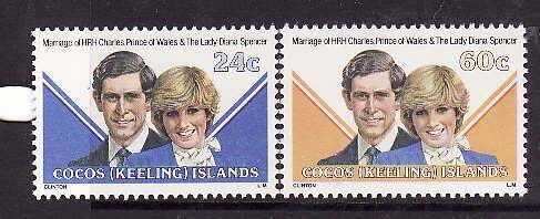 Cocos (Keeling) Is.-Sc#73-4-unused NH set-Royal Wedding-princess Diana-1981-