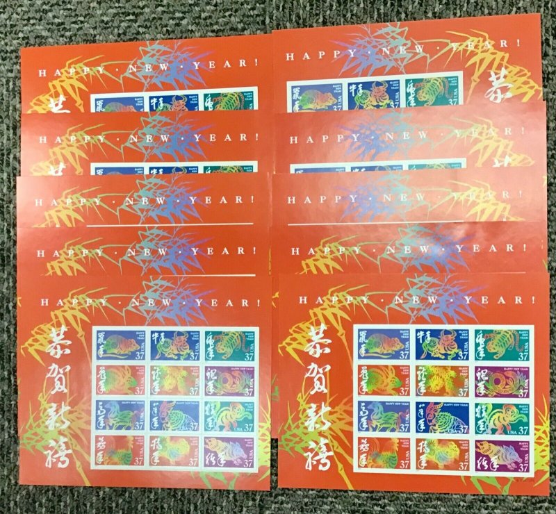 3895    Chinese New Year Double-sided  Pane of 24  Lot of 10 sheets FV $88.80