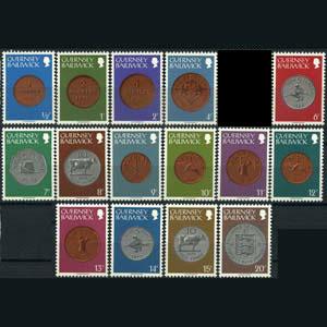 GUERNSEY 1979 - Scott# 173-88 Coin Missing 5p Set of 15 NH