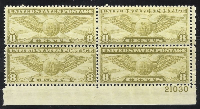 C17  8c Pl# Block of 4 MH (Top 2 Stamps) Fine Centering