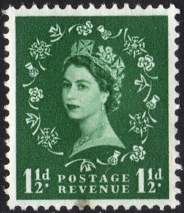 Great Britain #294 1½d Queen Elizabeth II: Predecimal Wilding Single (1952) MNH