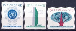 Poland 1957 Sc#761/763 HONOR TO THE UNITED NATIONS Set (3) MNH