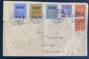 1918 Vienna Austria Early Airmail Cover To Lemberg Sc#C1-C3