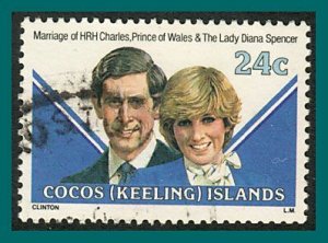 Cocos 1981 Royal Wedding, 24c used  #73,SG70