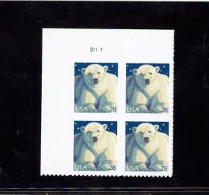 US 4387  Polar Bear 28c - Plate Block of 4 - MNH - 2009 - S1111  UL