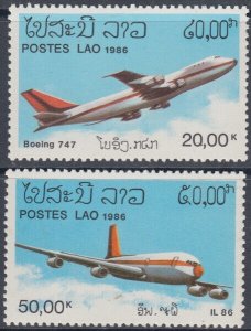 LAOS Sc#C120-1 CPL MNH AIRPLANES - BOEING 747