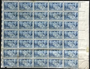 US #906 Used Block of 35 w/Plate Block “Repaired” back Chinese Resistance L28
