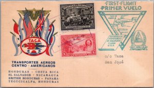 NICARAGUA 1943 POSTAL CACHET TACA FIRST FLIGHT AIRMAIL COVER ADDR SAN JOSE