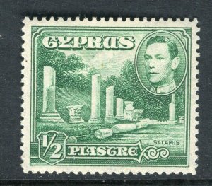 CYPRUS; 1938 early GVI Pictorial issue fine Mint hinged Shade of 1/2Pi. value