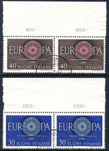 Finland 1960 Sc 376-7 Europa CEPT Helsinki CDS Stamp Pairs U