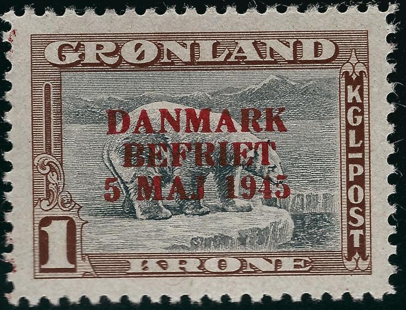 Greenland Iconic Overprint SC#25 Mint OG  VF...chance to buy individually!!