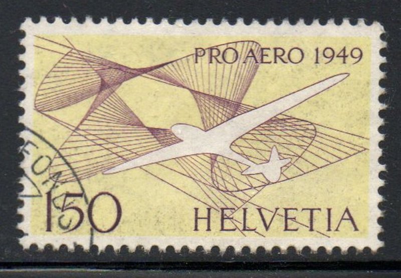 Switzerland Sc C45 1949 150 fr Glider Pro Aero airmail stamp used