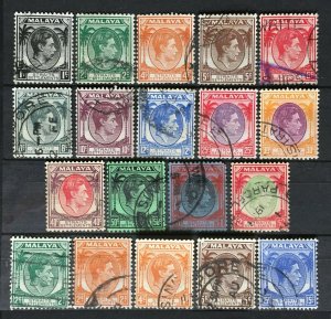 MALAYA 1937-41 STRAITS SETTLEMENTS KGVI 19V USED SG#278-291/293-4/296-7 M2558