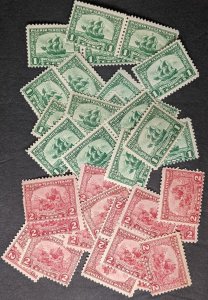 EDW1949SELL : USA 1920 Sc #548-49. 20 stamps of each. All Fresh & MNH. Cat $425.