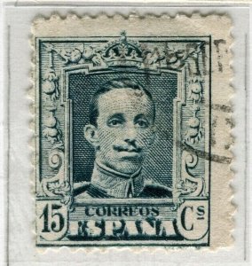 SPAIN; 1922 early Alfonso issue fine used 15c. value