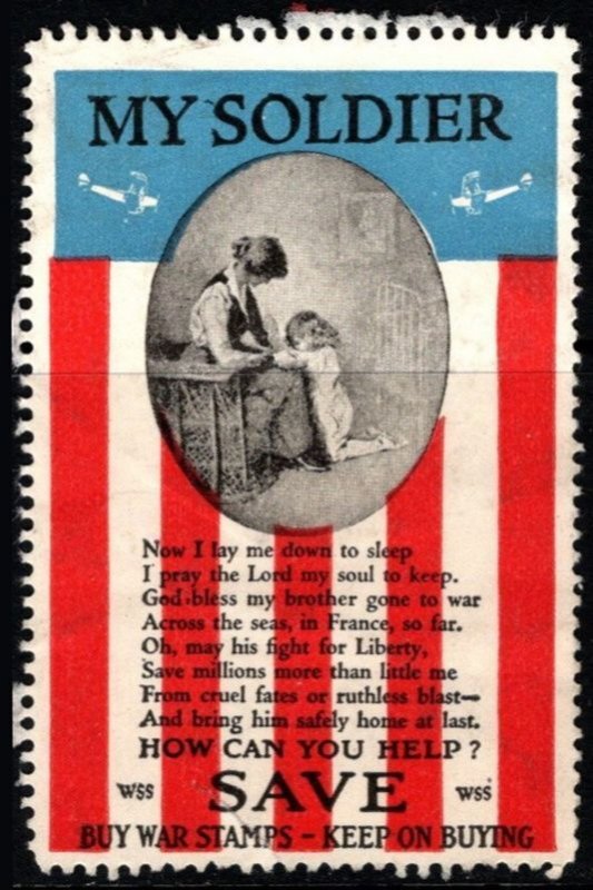 1914 US WW I Poster Stamp WSS My Soldier Buy War Stamps - Keep On Buying Unused