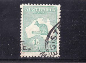 Australia-Sc#98-1sh blue green used Kangaroo-1929-30-