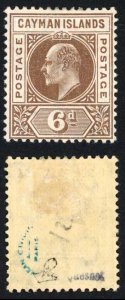 Cayman Is SG11 KEVII 6d Brown Wmk Mult Crown M/M Cat 20 pounds