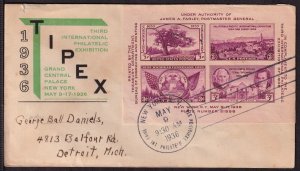 1936 TIPEX souvenir sheet of 4 Sc 778-26a with Linprint cachet