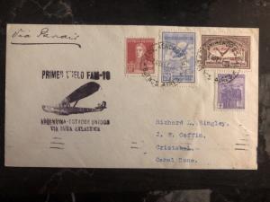 1931 Buenos Aires ARgentina First Flight Cover FFC To Canal Zone Via Panair