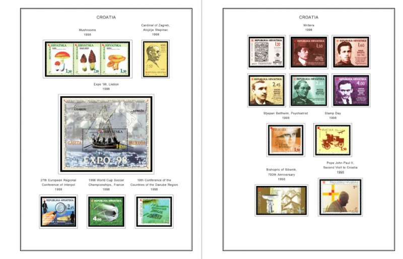 COLOR PRINTED CROATIA 1991-2010 STAMP ALBUM PAGES (111 illust. pages)