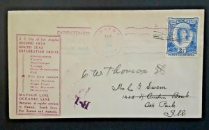 1934 Niuafo'ou Island Tonga To Oak Park Illinois Matson Line Tin Can Canoe Mail