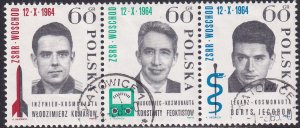 Poland 1964 Sc 1278a-c Komarov Yegorov Feoktistov Cosmonauts Stamp CTO