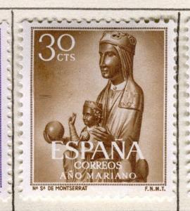 SPAIN;  1954 early Marian Year issue Mint hinged 30c. value