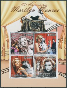 Sao Tome & Principe 2011 MNH Marilyn Monroe Stamps Celebrities Actresses 4v M/S