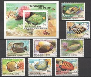 Wb041 1980 Zaire Fish & Marine Life Fauna 1Bl+1Set Mnh