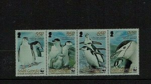 South Georgia: 2008 Endangered Species, Chinstrap Penguins, Horizontal Strip,MNH