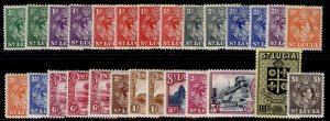 ST. LUCIA GVI SG128-141, 1938-48 set + SHADE & PERF VARIETIES VLH MINT. Cat £158