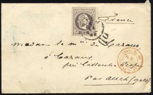Austria #32, 1870 cover from Wien to Lyon, franked with single 25kr violet br...