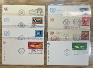 United Nations Postal Cards FDCs #UX2,UX3,UX4,UXC1,UXC3,UXC4,UXC5,UXC6 [PC23]