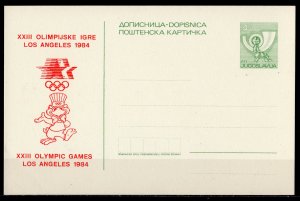 Yugoslavia 1984 XXIII OLYMPIC GAMES LOS ANGELES 1984 POSTAL STATIONERY