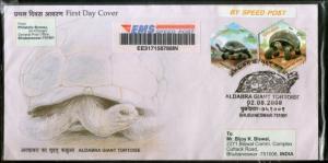 India 2008 Aldabra Giant Tortoise Reptiles Sc 2249-50 Commercial Used FDC # 1...