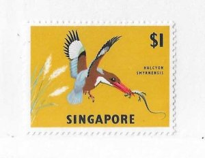 Singapore  Sc #21a  $1  bird  sideways watermark variety NH VF