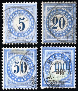 Switzerland Stamps # J4-6-7-8 Used VF Scott Value $73.50