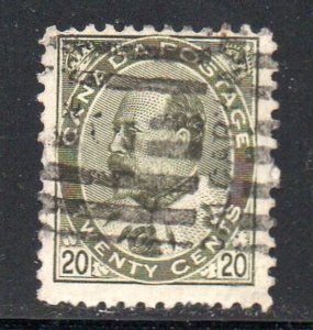 Canada Sc 94 1904 20c olive green E VII stamp used