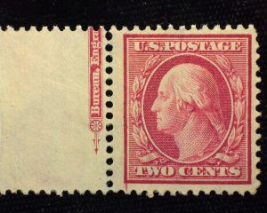 HS&C: Scott #332 Imprint margin single. Mint VF/XF LH US Stamp