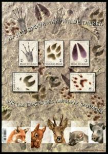 HERRICKSTAMP NEW ISSUES BELGIUM Animal Footprints Sheetlet