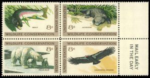 US Sc 1427-30 VF/MNH Se Tenant Block - 1971 8¢ Wildlife Conservation- P.O. Fresh