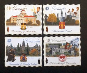 CANADA  Sc# 1941-1944 CANADIAN UNIVERSITIES college Cpl set of 4 stamps MNH 2002